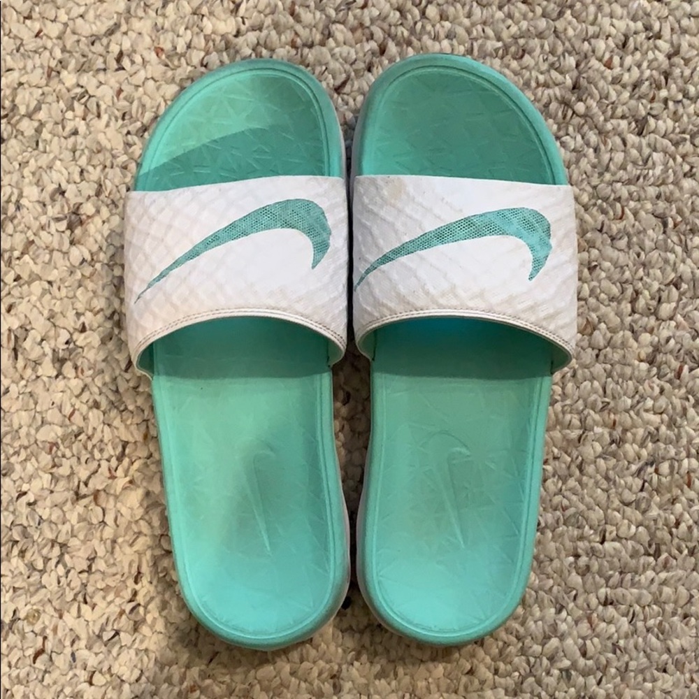Nike Turquoise/Light Blue Slides